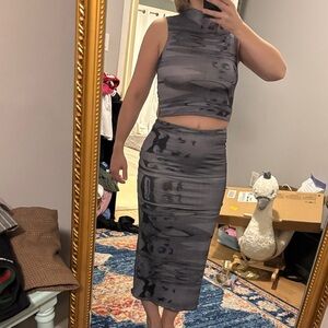 Gray Women's Skirt Set